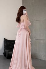 Butterfly Fırfırlı Abiye Pudra