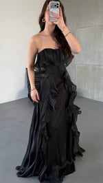 Butterfly Fırfırlı Abiye Siyah