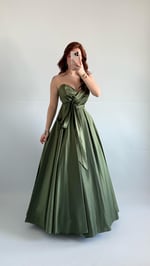 Butterfly Saten Detaylı Abiye Haki Yeşil
