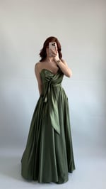 Butterfly Saten Detaylı Abiye Haki Yeşil