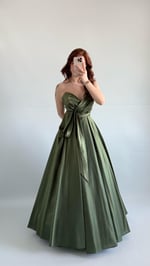 Butterfly Saten Detaylı Abiye Haki Yeşil