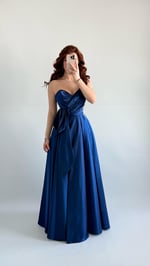 Butterfly Saten Detaylı Abiye İndigo