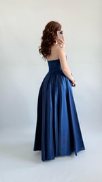 Butterfly Saten Detaylı Abiye İndigo