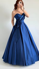 Butterfly Saten Detaylı Abiye İndigo