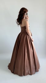 Butterfly Saten Detaylı Abiye Kahverengi