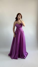 Butterfly Saten Detaylı Abiye Pembe