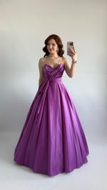 Butterfly Saten Detaylı Abiye Pembe