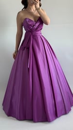 Butterfly Saten Detaylı Abiye Pembe