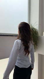 Çan Kollu Vücuda Oturan Gömlek Mavi 