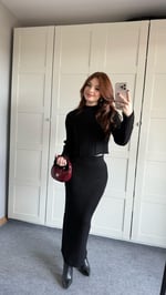 Carla Triko Etek Takım Siyah