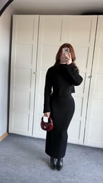 Carla Triko Etek Takım Siyah