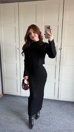 Carla Triko Etek Takım Siyah