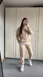 Casual Kapüşonlu Eşofman Takımı Bej
