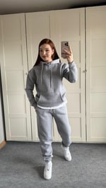 Casual Kapüşonlu Eşofman Takımı Gri