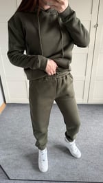 Casual Kapüşonlu Eşofman Takımı Haki