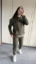 Casual Kapüşonlu Eşofman Takımı Haki
