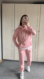 Casual Kapüşonlu Eşofman Takımı Pembe