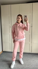 Casual Kapüşonlu Eşofman Takımı Pembe