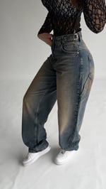 Çift Kemer Bol Kesim baggy Carpenter Jean Eskitme
