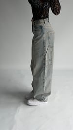 Çift Kemer Bol Kesim baggy Carpenter Jean Buz Mavisi