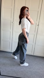 Çift Kemer Bol Kesim baggy Carpenter Jean Gri