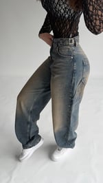 Çift Kemer Bol Kesim baggy Carpenter Jean Eskitme