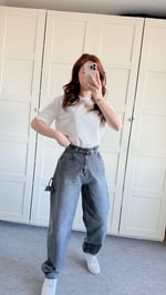 Çift Kemer Bol Kesim baggy Carpenter Jean Gri