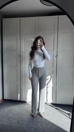 Çımalı Likralı Plazzo Pantolon Gri 