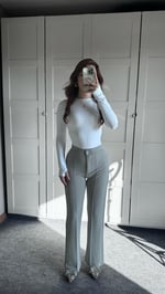 Çımalı Likralı Plazzo Pantolon Gri 