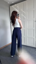 Cırtcırtlı Plazzo Pantolon Lacivert 
