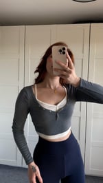 Combo Çıtçıtlı Crop Gri