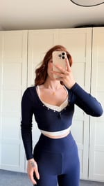 Combo Çıtçıtlı Crop Lacivert 