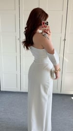 Courtney Yırtmaçlı Uzun Abiye Beyaz
