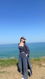 Crop Pantolon Hırka Takım Füme 