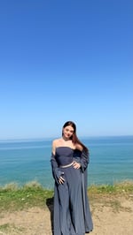 Crop Pantolon Hırka Takım Füme 