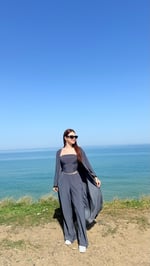 Crop Pantolon Hırka Takım Füme 