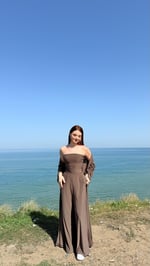 Crop Pantolon Hırka Takım Kahverengi 