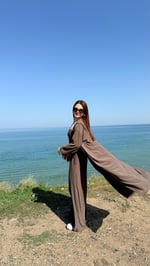 Crop Pantolon Hırka Takım Kahverengi 