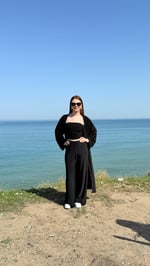 Crop Pantolon Hırka Takım Siyah
