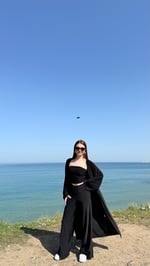 Crop Pantolon Hırka Takım Siyah