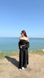 Crop Pantolon Hırka Takım Siyah