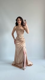 Cruella Taşlı Abiye Gold