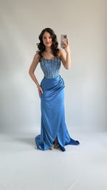 Cruella Taşlı Abiye Mavi