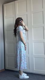 Daniella Çiçekli Mavi Elbise