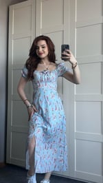 Daniella Çiçekli Mavi Elbise