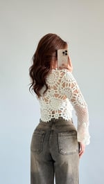Dantel İşleme Crop Ekru
