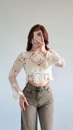 Dantel İşleme Crop Ekru