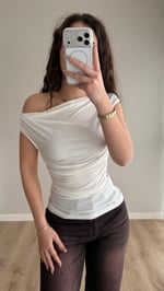 Degaje Sıfır Kol Bluz Beyaz