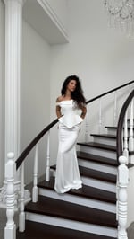 Diamond Korse Abiye Beyaz