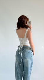 Diana Korse Kalın Askılı Crop Beyaz